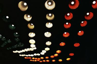 Low angle view of illuminated lanterns