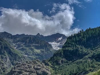 Panoramic view of landscape and mountains against sky