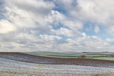 A tranquil scene with snowy vast fields