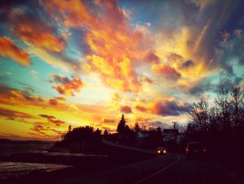 Scenic view of cloudy sky at sunset