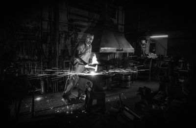 Man working at night