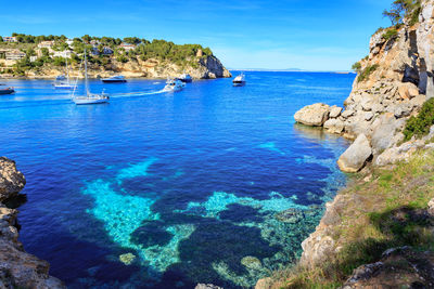 Panoramic view of sea and rocks