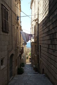 Narrow alley amidst buildings in city