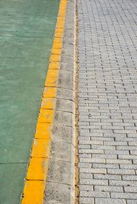 High angle view of empty footpath