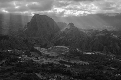 Scenic view of mountains against sky