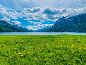 Scenic view of mountains against sky