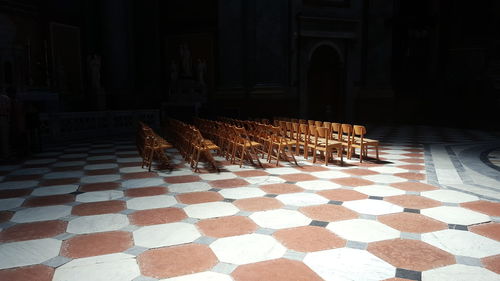 Full frame shot of chess pieces on floor