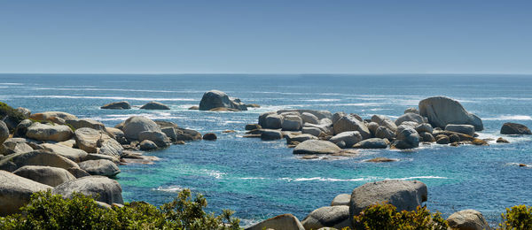 Scenic view of sea against clear sky