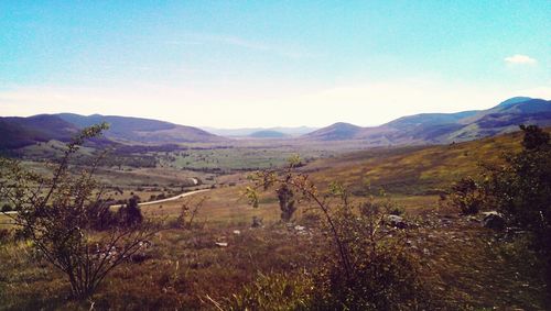 Scenic view of mountains against sky