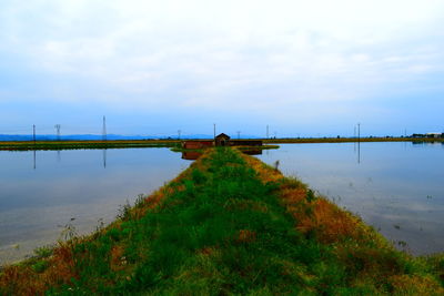 Bridge over river against sky