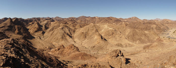 Scenic view of desert against clear sky