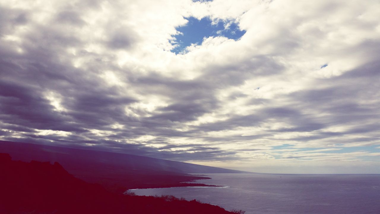 sea, sky, water, cloud - sky, tranquil scene, scenics, tranquility, horizon over water, beauty in nature, cloudy, nature, cloud, bird, beach, flying, idyllic, shore, silhouette, outdoors, weather