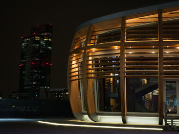 Illuminated modern building at night