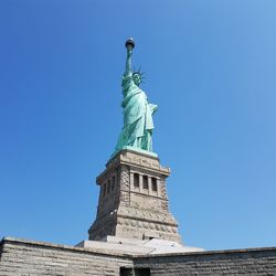 Low angle view of monument against clear blue sky