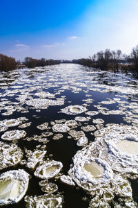 Scenic view of frozen lake against sky