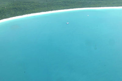 High angle view of blue sea