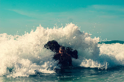 Digital composite image of splashing water