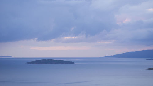 Scenic view of sea against sky at sunset