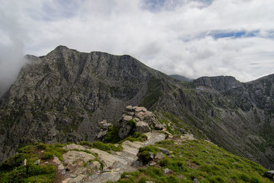 Scenic view of rocky mountains against sky