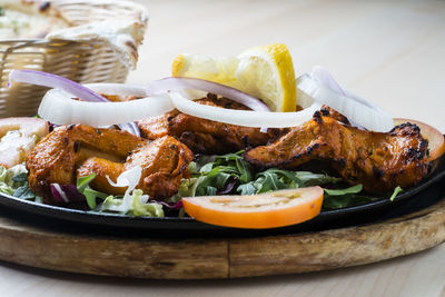 Close-up of food on table