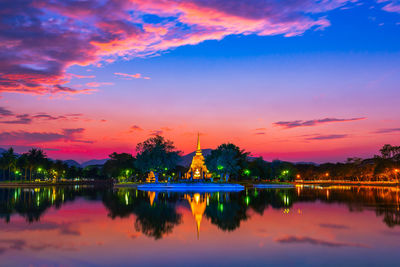 Sukhothai historical park, the old town of thailand, at twilight