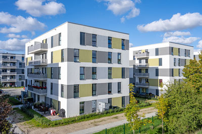 Housing development area with new apartment buildings seen in berlin, germany