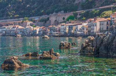 Scenic view of sea and rocks