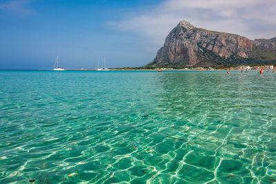 Scenic view of sea against sky in san vito lo capo