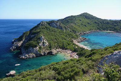 Scenic view of sea against clear sky