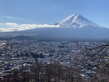 Aerial view of city during winter