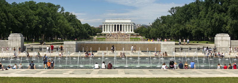 Group of people in front of building