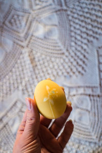 Easter egg painted with natural egg dye from plants.