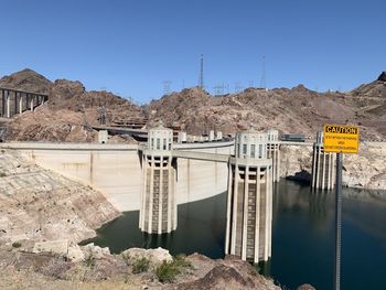 Scenic view of dam against sky