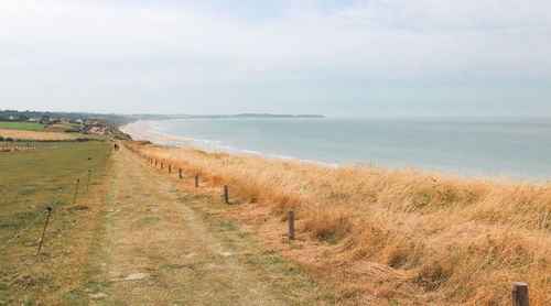 Landscape of the nature reserve on the edge of the english channel of the grand site des deux caps  