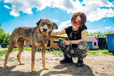 Young woman with dog