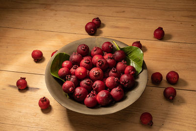 High angle view of fruits on table