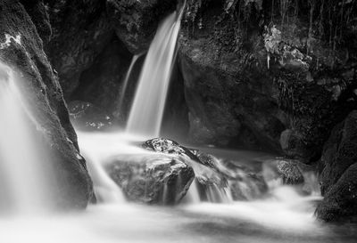 Low angle view of waterfall