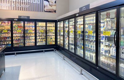 Empty market stall in store