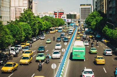 High angle view of traffic on city street