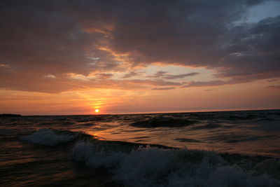 Scenic view of sea against sky during sunset