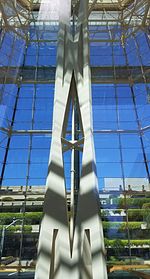 Low angle view of modern building against sky