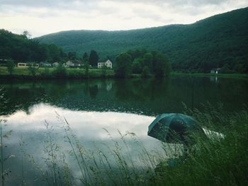 Scenic view of lake against sky
