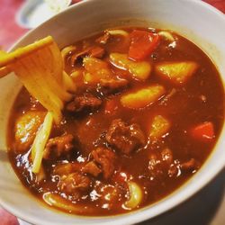 Close-up of soup in bowl