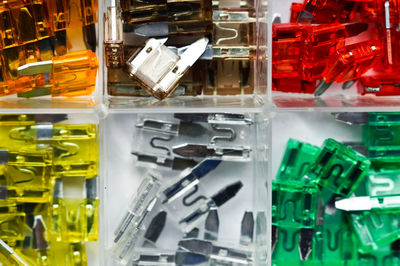 Full frame shot of multi colored pencils in store