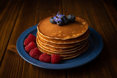 Close-up of cake in plate on table