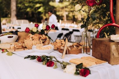 Close-up of various flowers on table