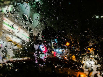 Close-up of wet window in rainy season