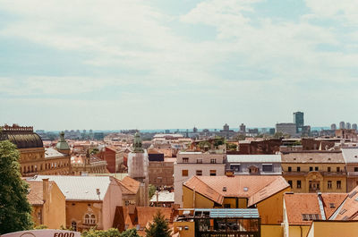 High angle view of townscape against sky