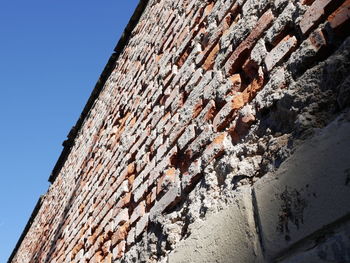 Low angle view of old building against clear sky