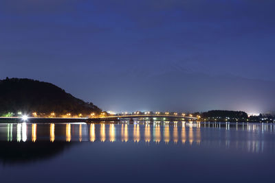 Scenic view of lake against sky at night